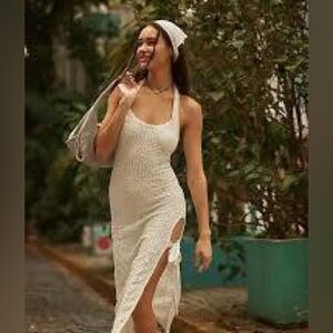 Free People Free Est Seafoam Midi Halter Dress In Natural Size XS NWOT